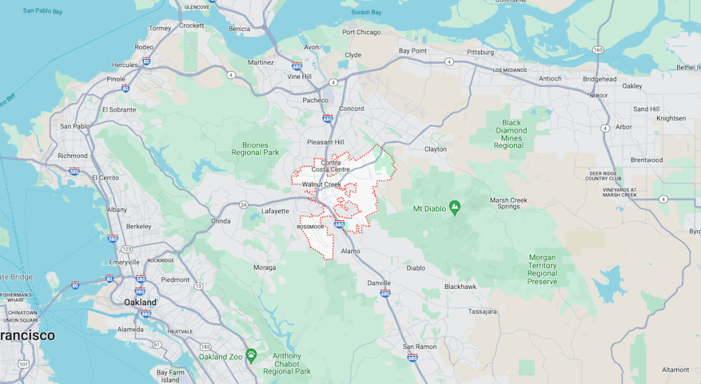 Map showing Walnut Creek, California